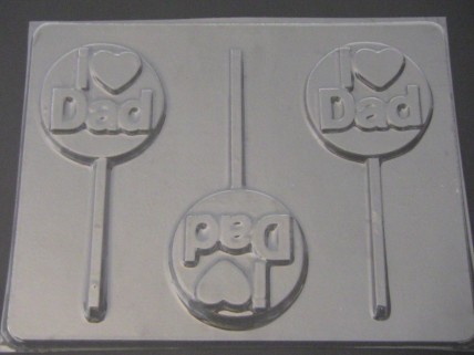 1105 I Heart Dad Love Chocolate or Hard Candy Lollipop Mold